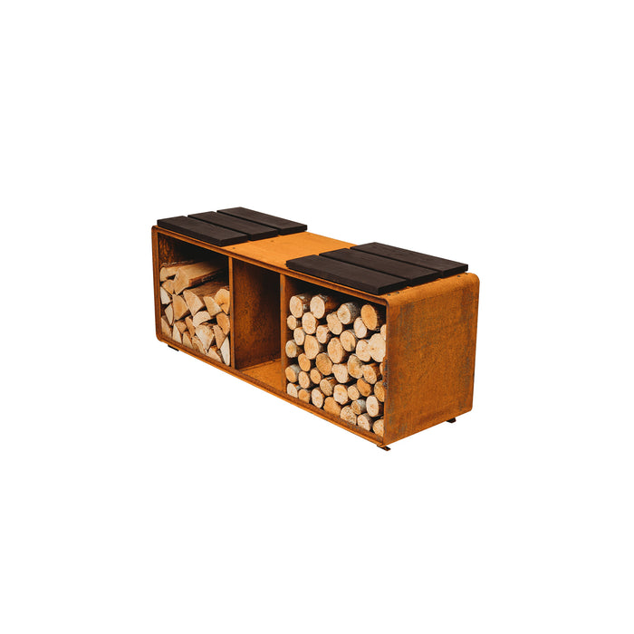Corten Steel Firewood Rack Enzo Rack-L (size 119 x 43 x 37 cm)