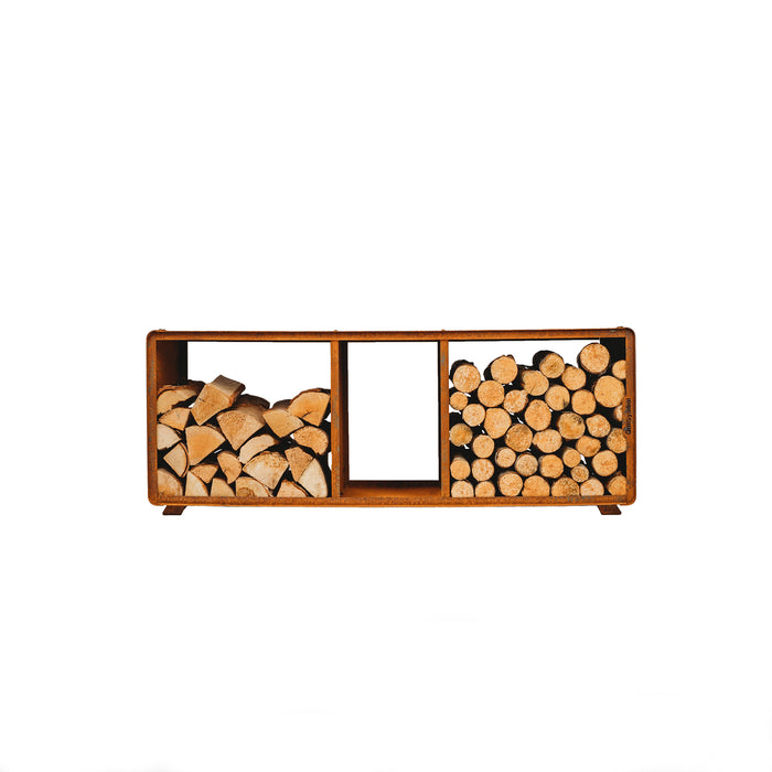 Corten Steel Firewood Rack Enzo Rack-L (size 119 x 43 x 37 cm)