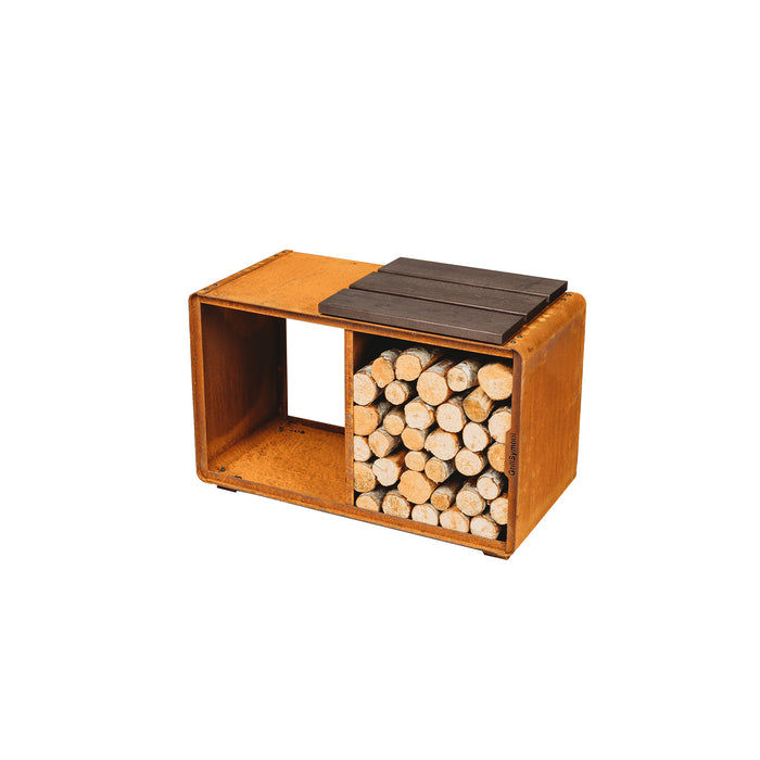 Corten Steel Firewood Rack Enzo Rack-M (size 74 x 43 x 37 cm)