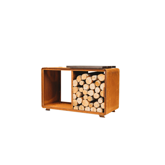 Corten Steel Firewood Rack Enzo Rack-M (size 74 x 43 x 37 cm)