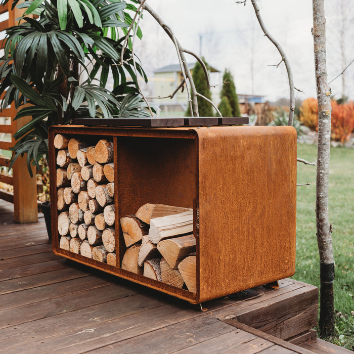 Corten Steel Firewood Rack Enzo Rack-M (size 74 x 43 x 37 cm)