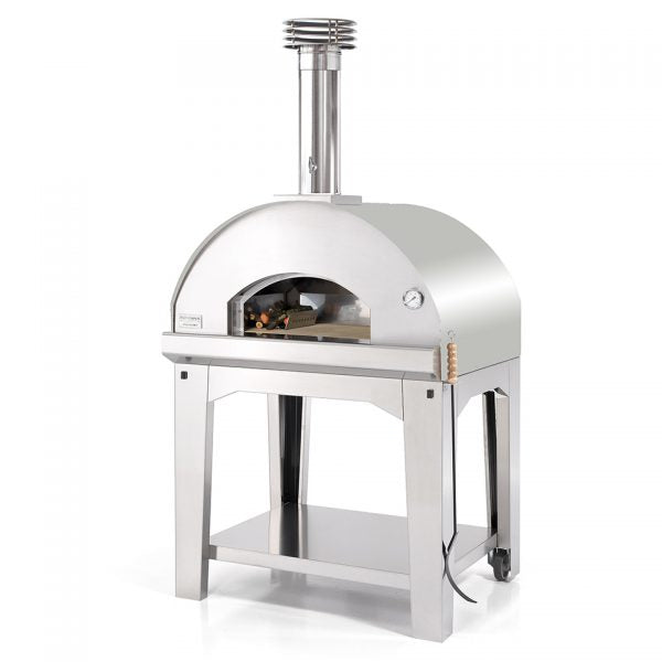 Mangiafuoco Wood Pizza Oven with Trolley - STAINLESS STEEL