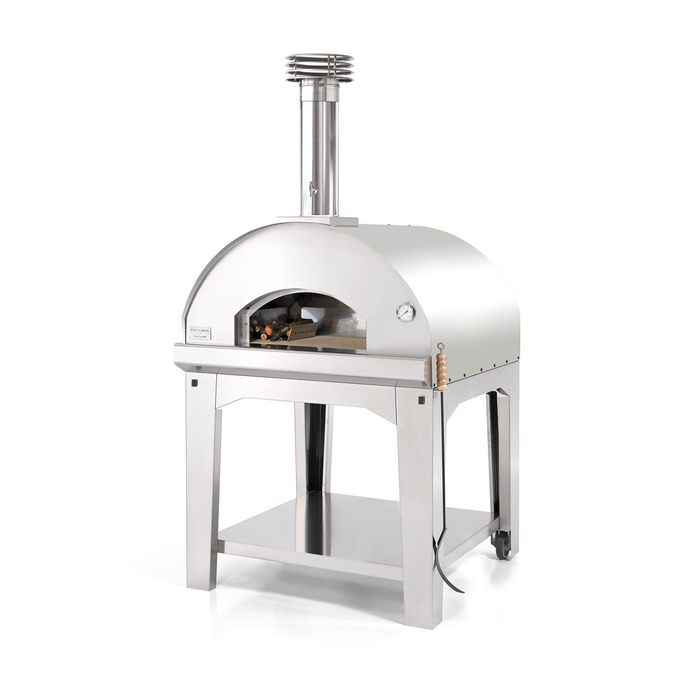 Marinara Wood Pizza Oven with Trolley - STAINLESS STEEL