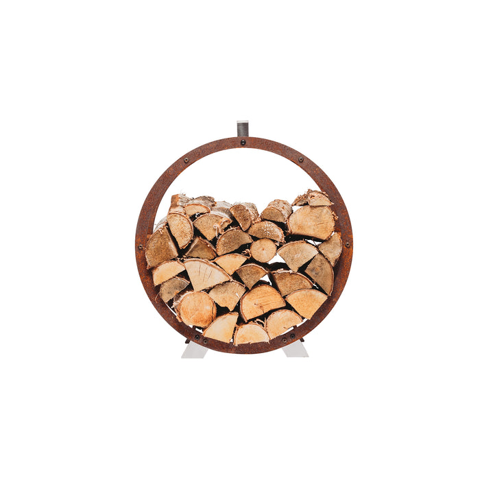 Corten Steel Firewood Basket Hugo, Ø 58 cm