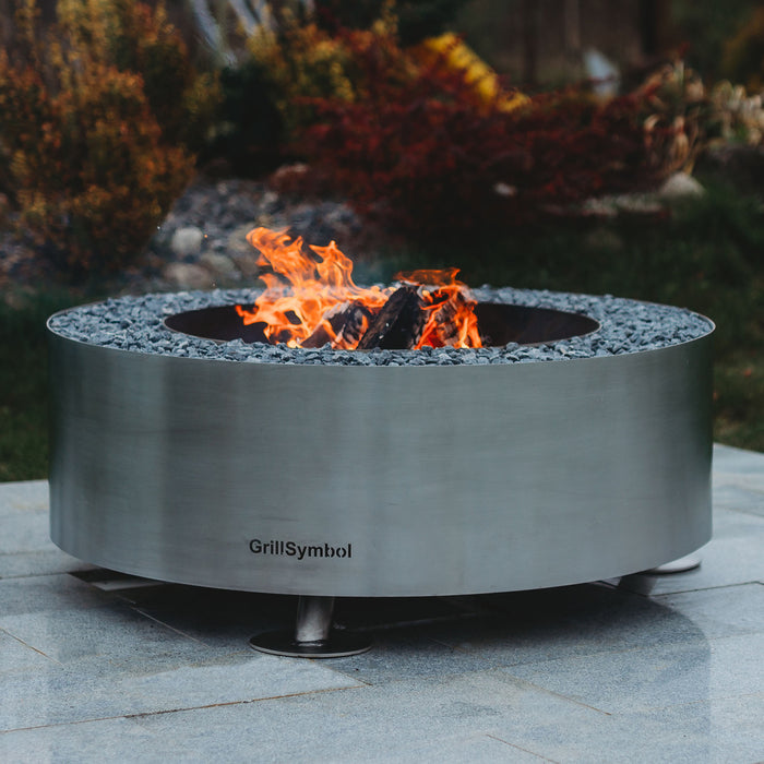 Stainless Steel Fire Pit Luna Silver, Ø 119 cm
