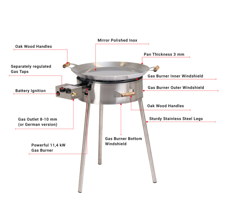 Paella Cooking Set PRO-580, Ø 58 cm (pan Ø 58 cm, gas burner Ø 40 cm)