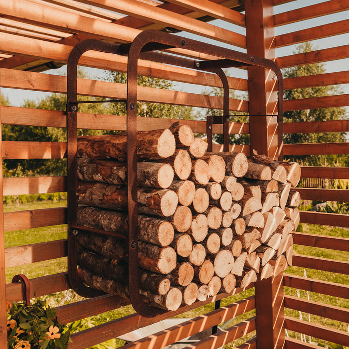 Corten Steel Firewood Rack Ake (size 72 x 72 cm)