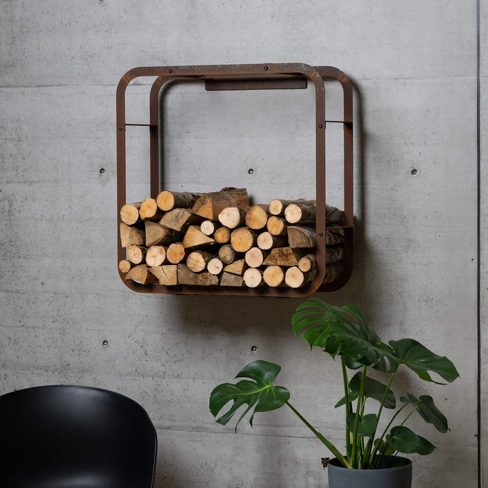 Corten Steel Firewood Rack Ake (size 72 x 72 cm)