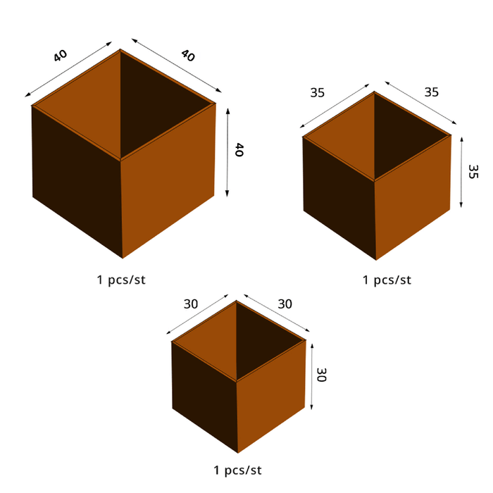Petteri Wiimaa Corten Steel Planters Set of 3 Fiora (3 pots: S + M + L)