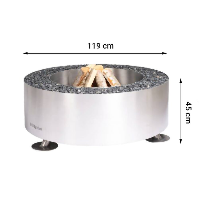 Stainless Steel Fire Pit Luna Silver, Ø 119 cm