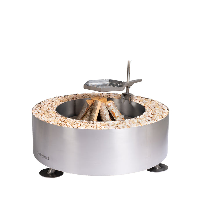 Stainless Steel Fire Pit Luna Silver, Ø 119 cm