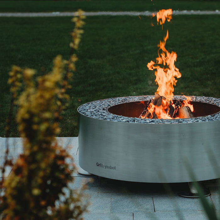 Stainless Steel Fire Pit Luna Silver, Ø 119 cm