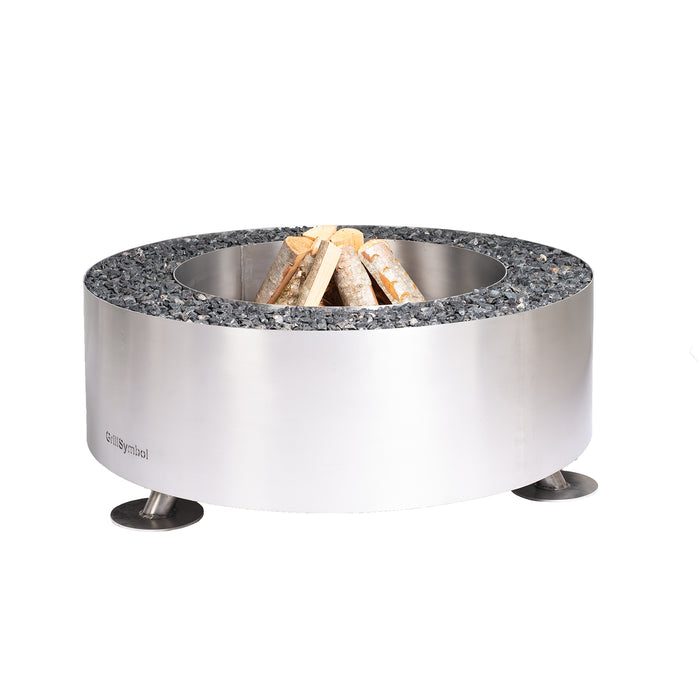 Stainless Steel Fire Pit Luna Silver, Ø 119 cm