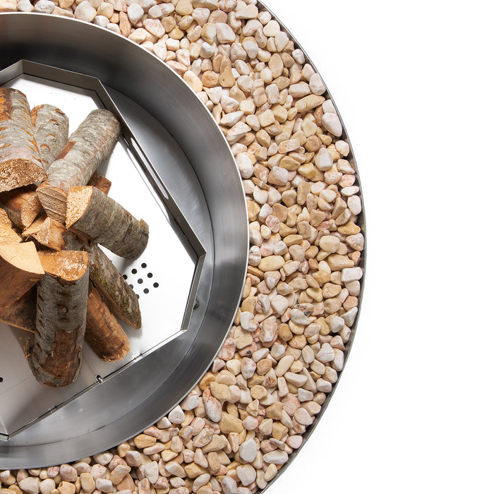 Stainless Steel Fire Pit Luna Silver, Ø 119 cm