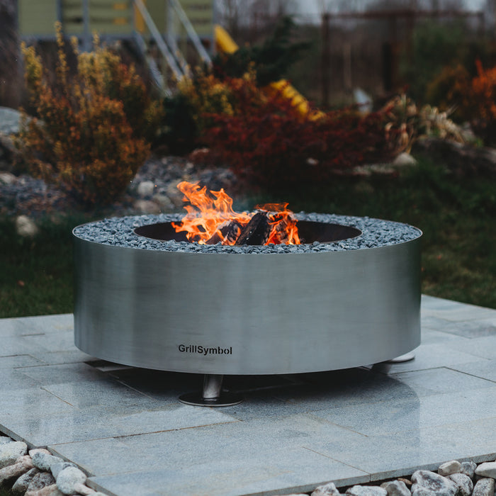 Stainless Steel Fire Pit Luna Silver, Ø 119 cm