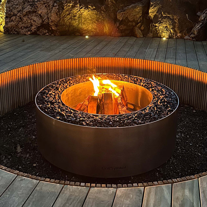 Stainless Steel Fire Pit Luna Silver, Ø 119 cm
