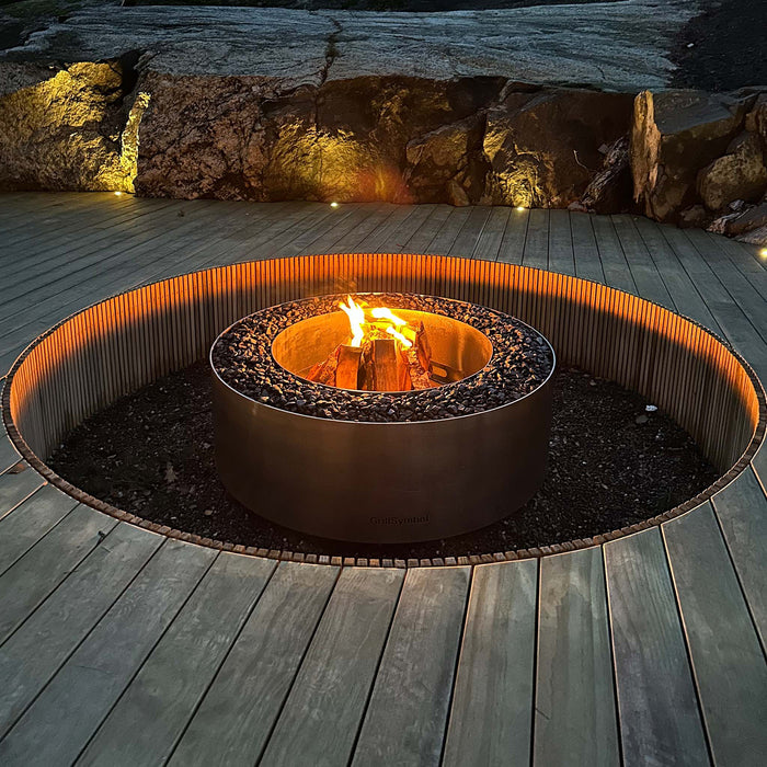 Stainless Steel Fire Pit Luna Silver, Ø 119 cm