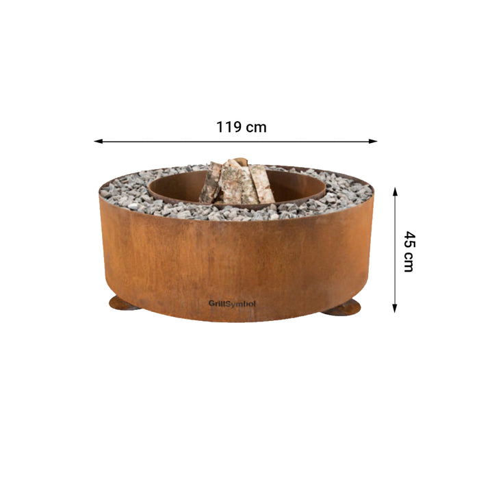 Corten Steel Fire Pit Luna, Ø 119 cm