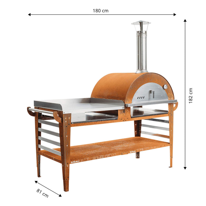 Wood Fired Pizza Oven with Stand and Side Table Pizzo-XL-Set