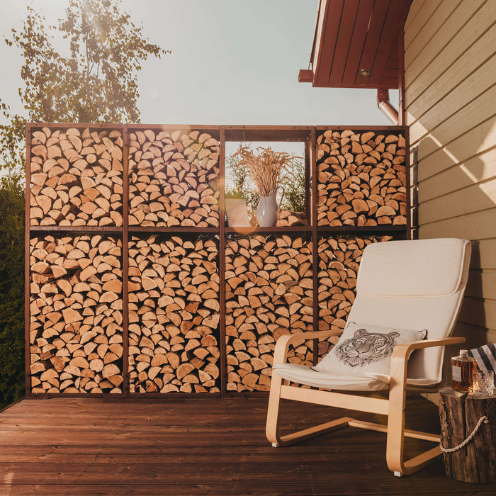 Corten Steel Modular Shelf WALL-L (size 237x37x170 cm, consists of 4 modules)