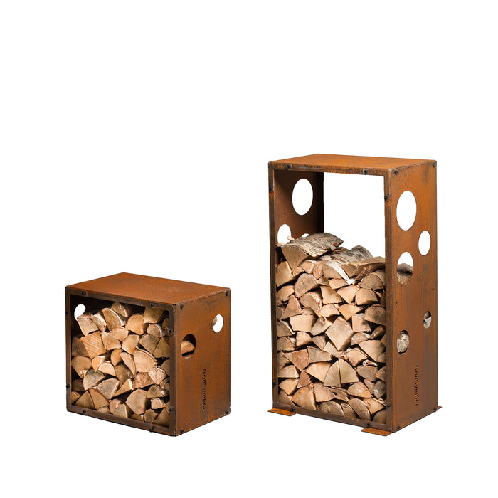 Corten Steel Firewood Rack WoodStock M (size 60x37x106 cm)